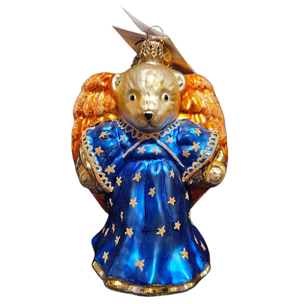 Christopher Radko European Glass Hand-Painted Muffy Vanderbear Angel Halo HTF